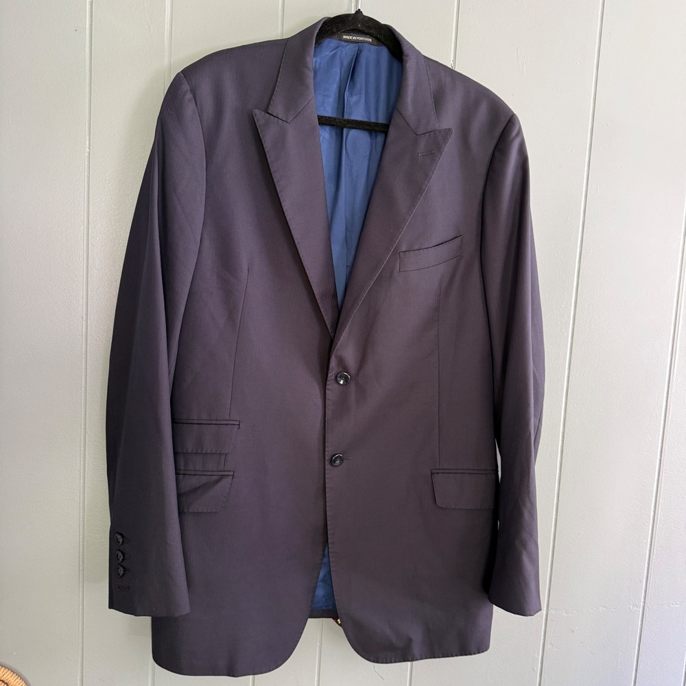 J. Hilburn Guabello Italian Wool Blazer Mens 44XL Navy Quiet Luxury Sport Coat